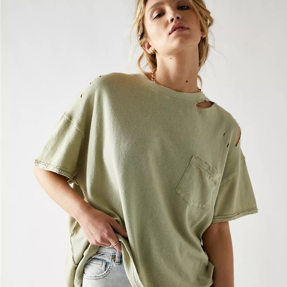 Free people Rubi Tee color beached military (olive)  XS